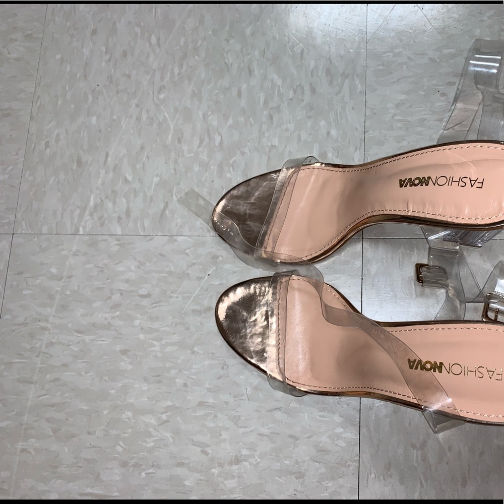 Clear glass heels.